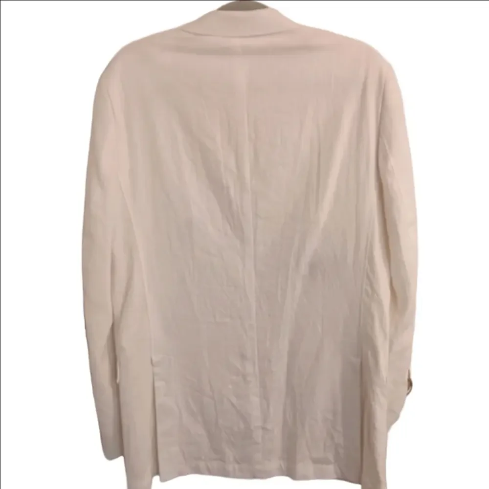 Alan Flusser Off White Linen Blend Blazer Sport Coat Two Button Inside Pockets S